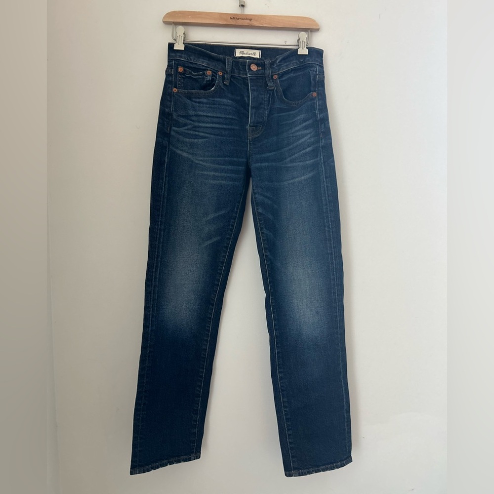 Madewell Women's Dark Blue Straight Jeans Button Fly